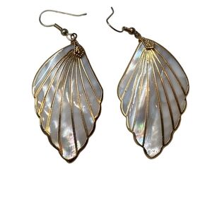 Elegant Gold and White Shell Earrings